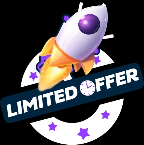 Rocket launch limited time offer sticker with clock icon